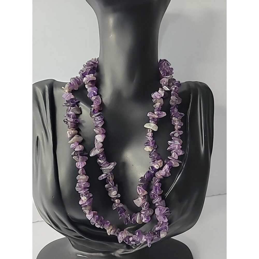 Vintage Premier Designs Purple Stone Chips Beaded Necklace Flapper Opera Jewelry - Picture 2 of 15
